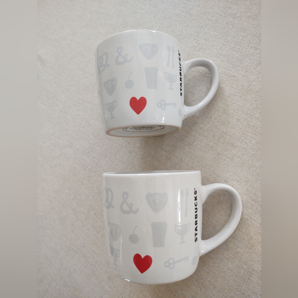Starbucks ❣️Red Heart White Mugs ~ SeT of 2 ☕☕